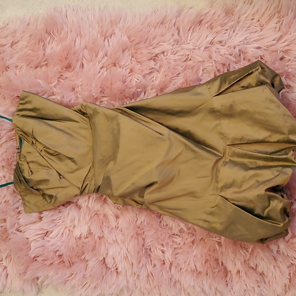 NEW NICOLE MILLER SILK IRIDESCENT GOLD/GREEN COCKTAIL DRESS SZ 0 - Picture 5 of 11